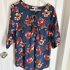 Torrid Floral Blue Blouse
